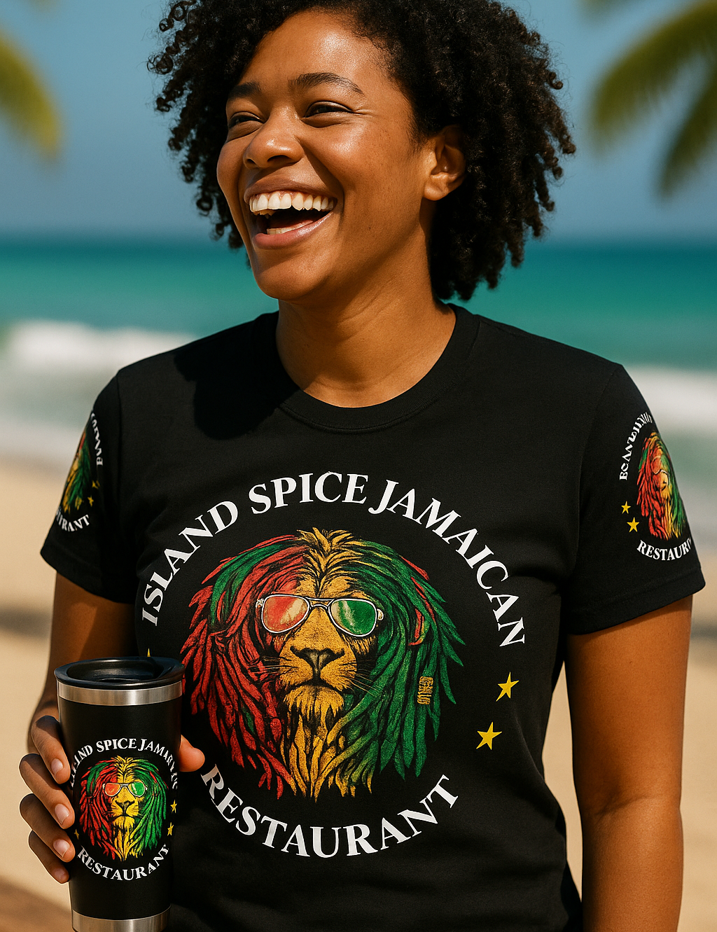 Island Spice 'Taste the Culture' Premium Cotton T-Shirt, Modern Athletic Fit with Soft Comfort Design, Perfect Restaurant Merchandise for Jamaican Food Lovers and Island Lifestyle Enthusiasts, Machine Washable