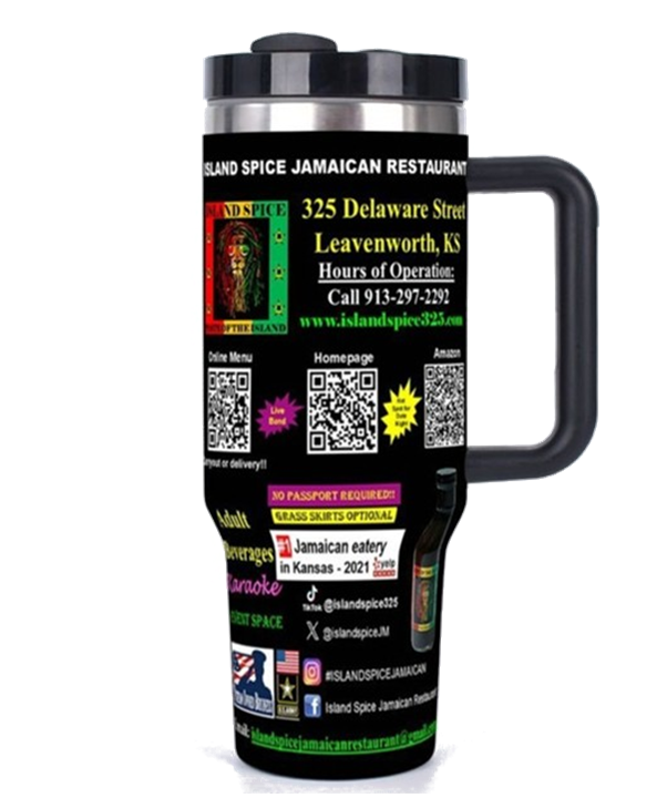 Island Spice Jamaican Restaurant Commemorative 40oz Tumbler, Premium Double-Wall Insulated Travel Mug with Leak-Proof Lid, Keeps Drinks Hot or Cold All Day, Perfect Gift for Food Lovers and Adventure Seekers