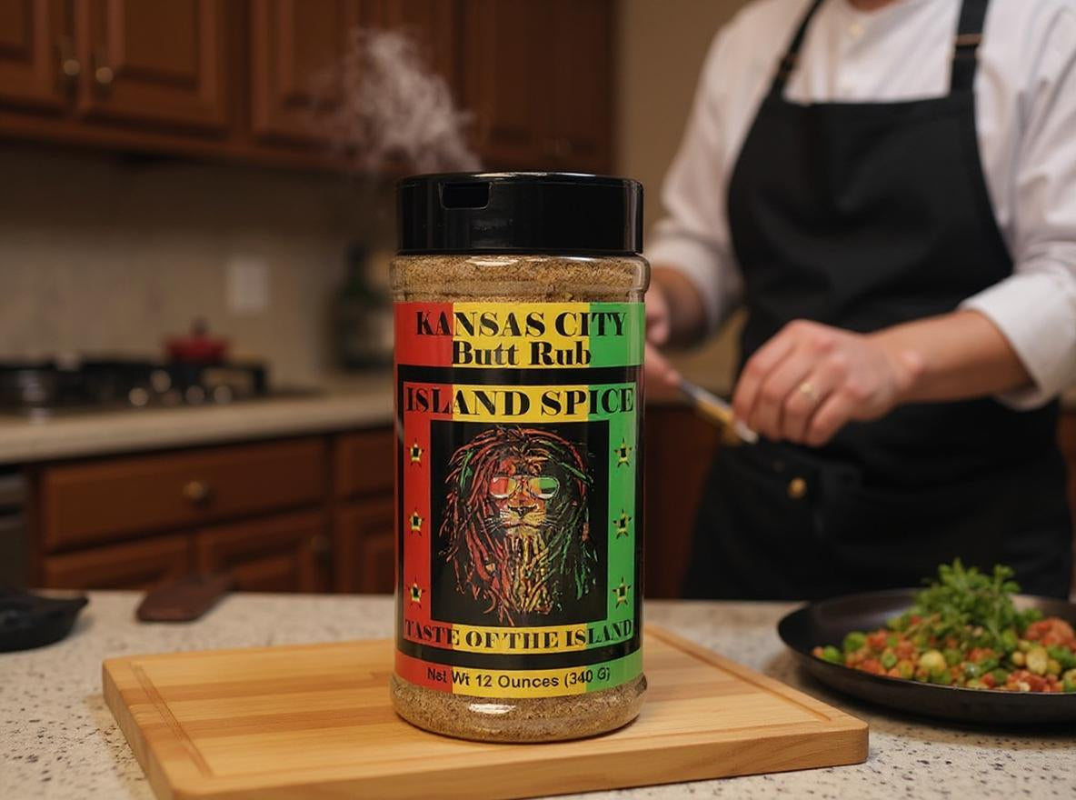 Kansas City Butt Rub  - BBQ Jerk Fusion Dry Rub, Perfect for Pork Beef Chicken Seafood Ribs and Vegetables, Premium Spice Blend 12 Oz