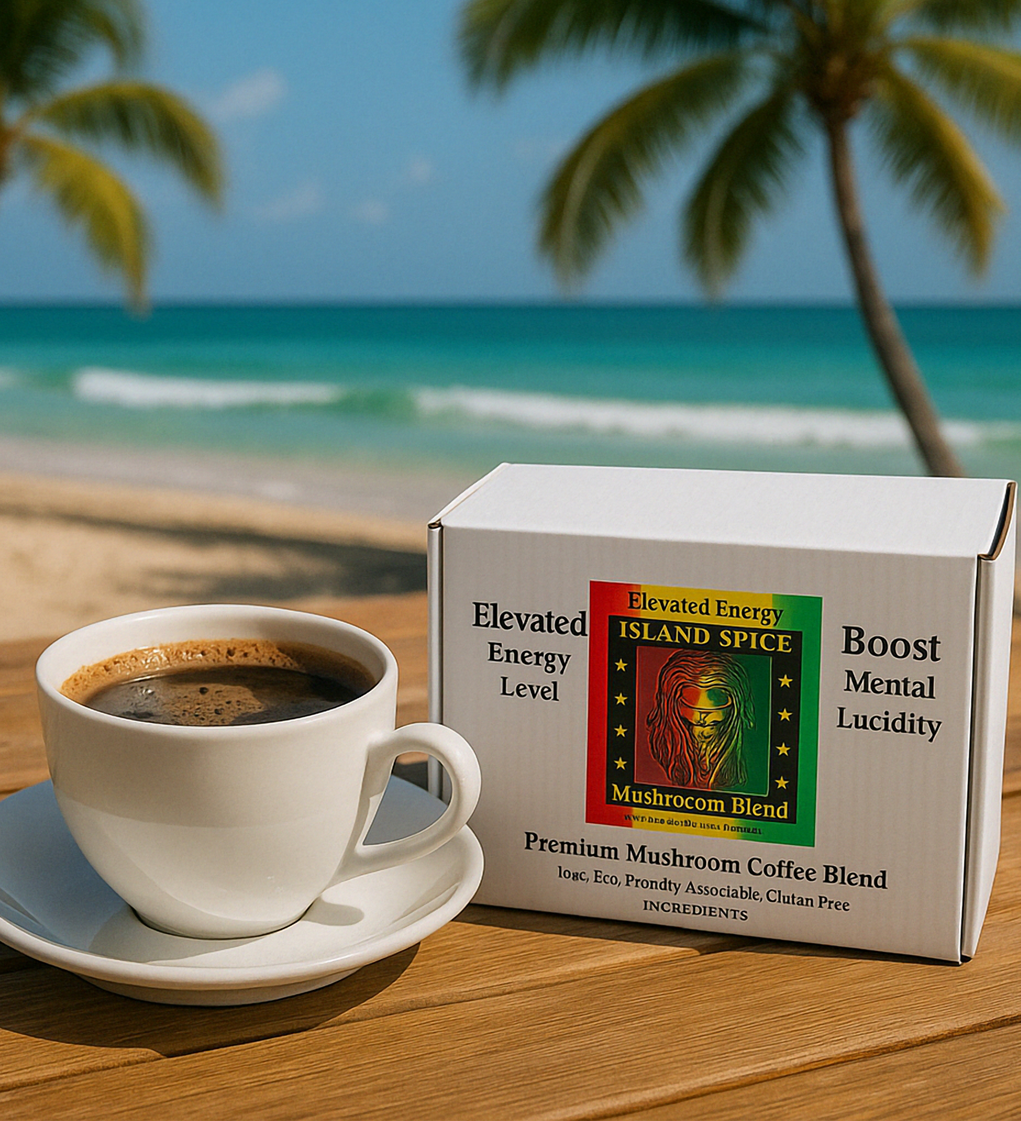 Island Spice 'Taste of the Island' Reggae Coffee Mushroom Blend K-Cups, Premium Single-Serve Coffee Pods with Adaptogenic Mushrooms, Perfect Morning Boost for Coffee Lovers and Wellness Enthusiasts, 16-Count Box