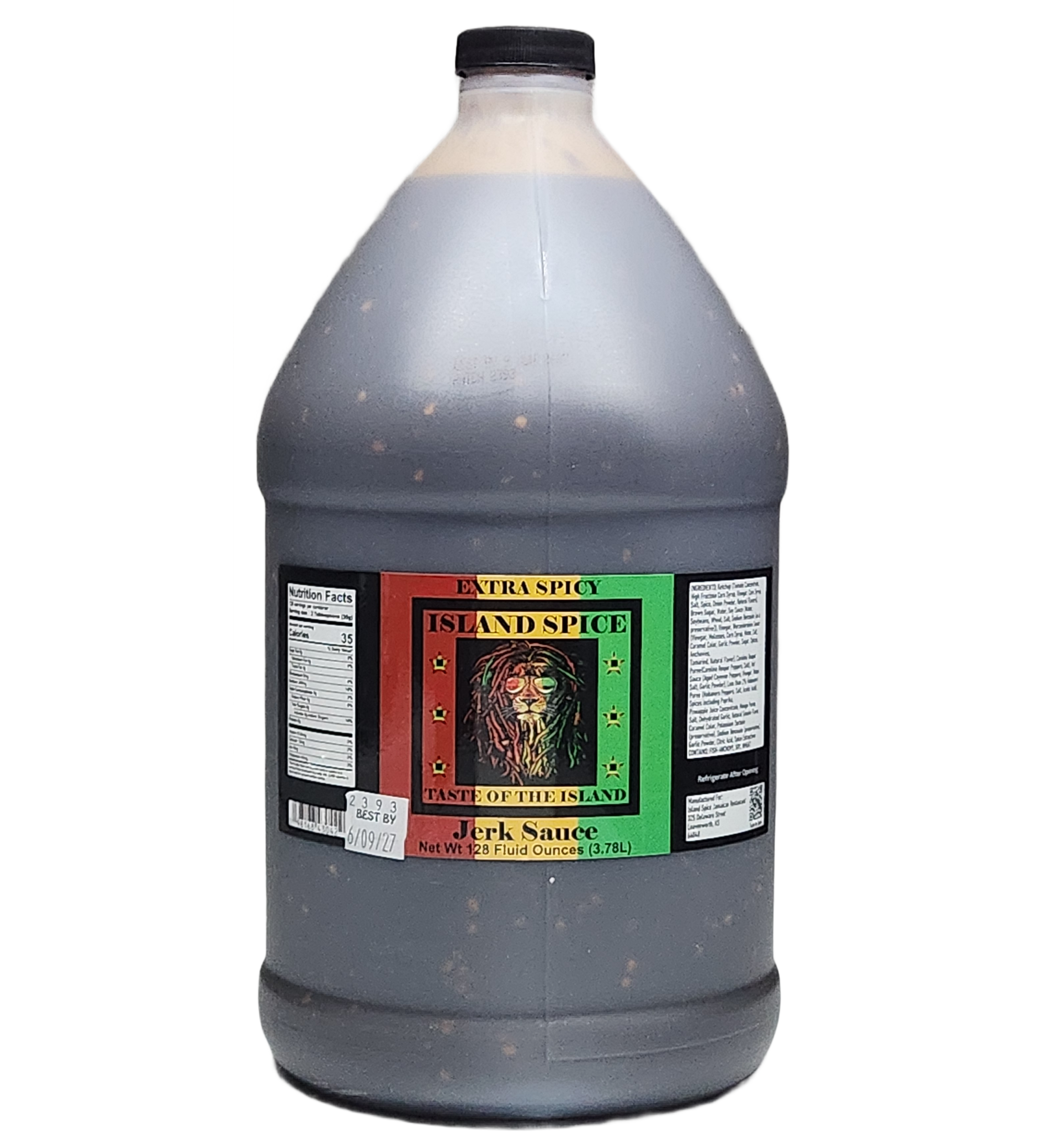 Island Spice “Taste of the Island” Jerk Sauce (Extra Spicy), Jamaican Caribbean Sauce, Perfect Condiment for Chicken Pork Beef Seafood Burgers and Vegetables, 1Gal