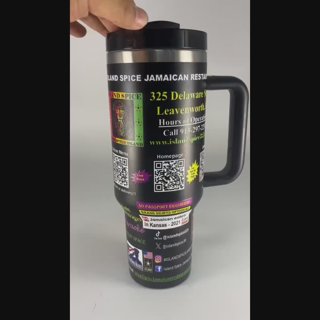 Island Spice Jamaican Restaurant Commemorative 40oz Tumbler, Premium Double-Wall Insulated Travel Mug with Leak-Proof Lid, Keeps Drinks Hot or Cold All Day, Perfect Gift for Food Lovers and Adventure Seekers